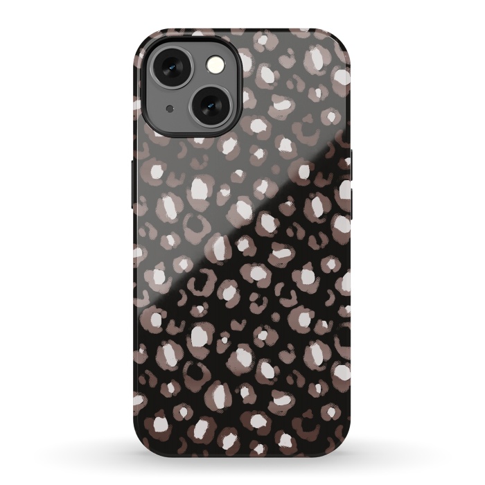 iPhone 13 StrongFit Brown leopard spots pattern by Oana 