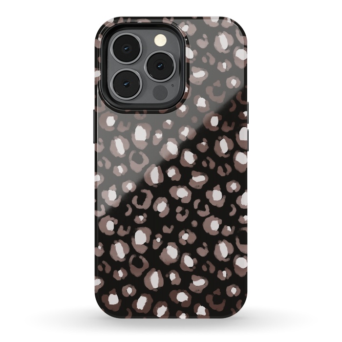 iPhone 13 pro StrongFit Brown leopard spots pattern by Oana 