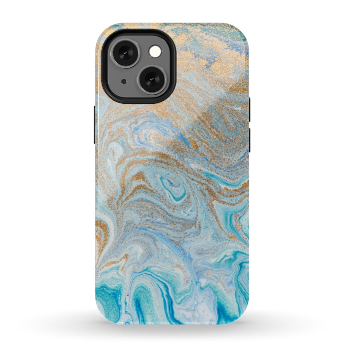 iPhone 13 mini StrongFit Blue Marbling Artwork by ArtsCase