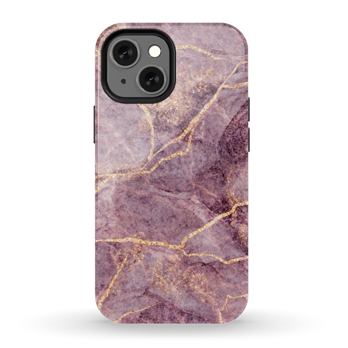 iPhone 13 mini StrongFit Pink Marble with Gold fake Glitter by ArtsCase