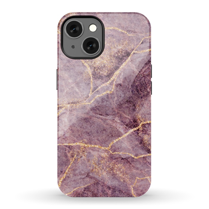 iPhone 13 StrongFit Pink Marble with Gold fake Glitter by ArtsCase