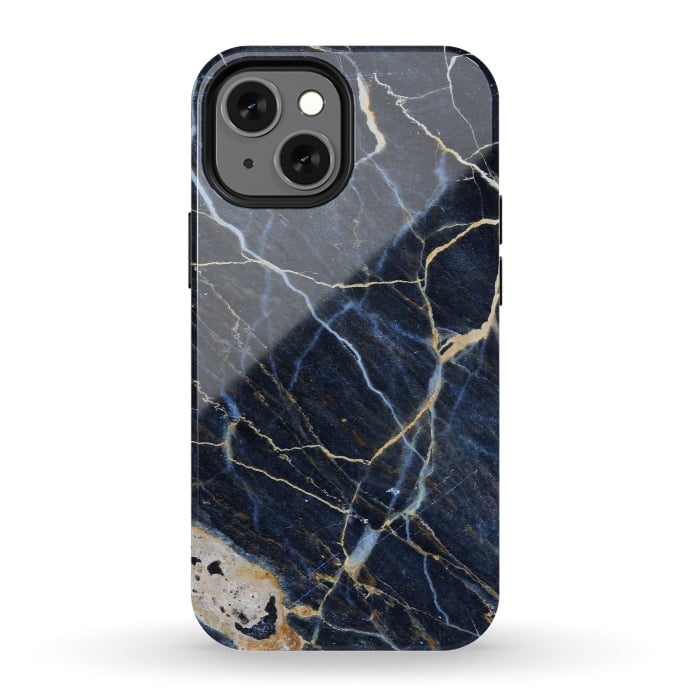 iPhone 13 mini StrongFit Structure Marble of Dark Gray Blue by ArtsCase