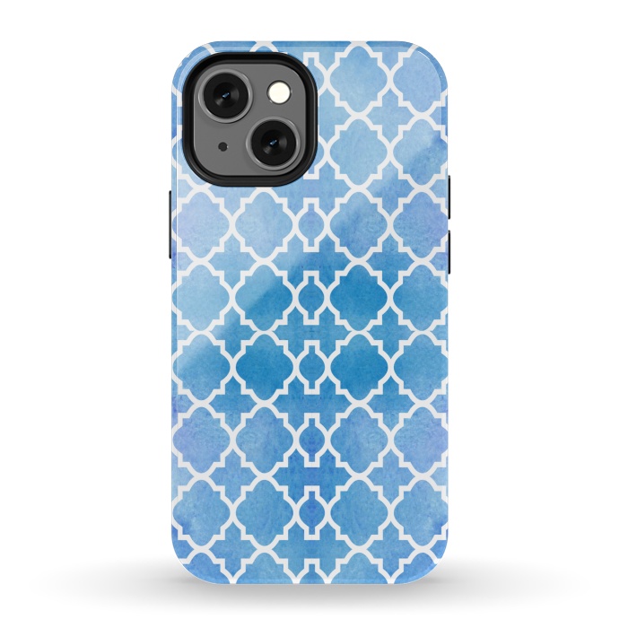 iPhone 13 mini StrongFit BLUE WHITE ETHNIC PATTERN by MALLIKA