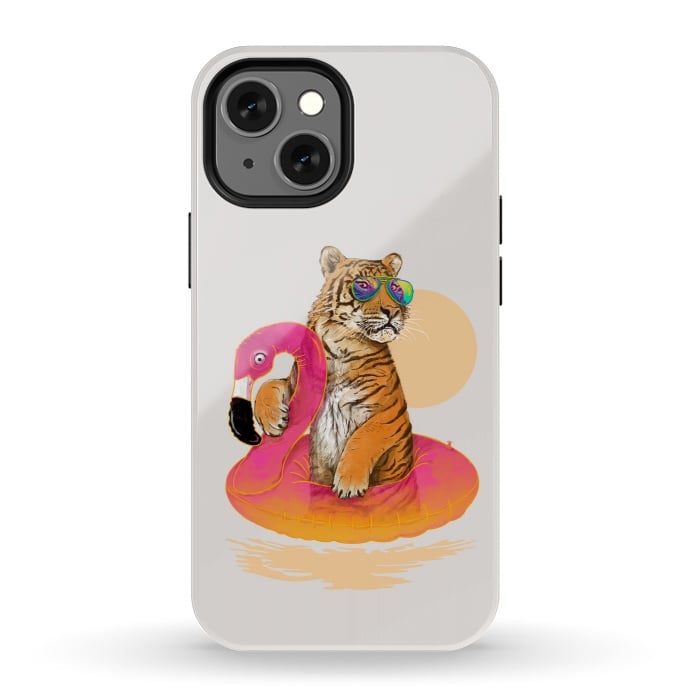 iPhone 13 mini StrongFit Chillin Flamingo Tiger by 38 Sunsets