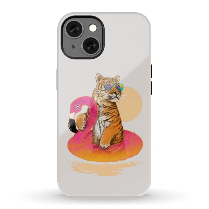 iPhone 13 StrongFit Chillin Flamingo Tiger by 38 Sunsets