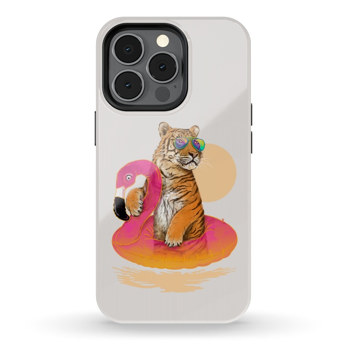 iPhone 13 pro StrongFit Chillin Flamingo Tiger by 38 Sunsets