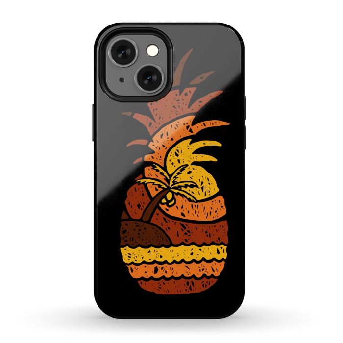 iPhone 13 mini StrongFit Pineapple and Beach by Afif Quilimo