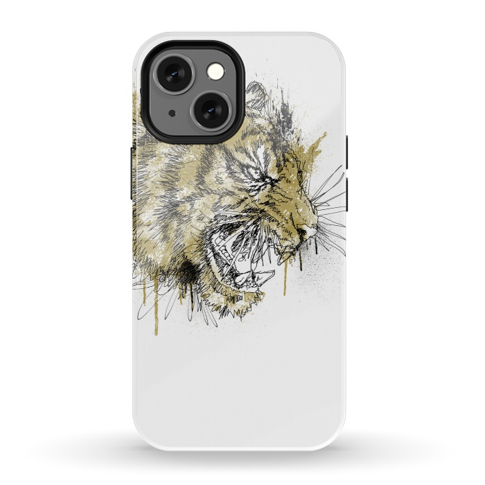 iPhone 13 mini StrongFit Tiger Roar Scratch by Afif Quilimo