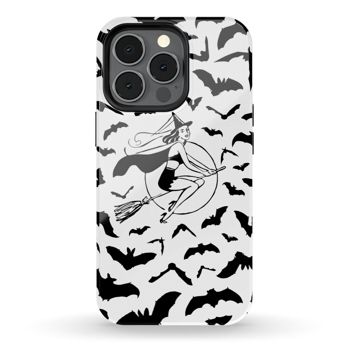 iPhone 13 pro StrongFit Witch and flying bats vintage illustration by Oana 