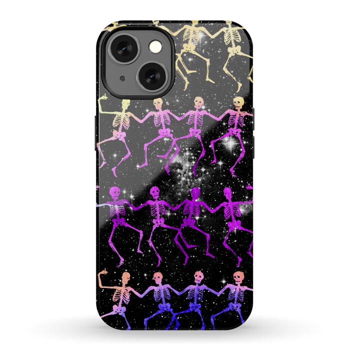 iPhone 13 StrongFit Neon gradient dancing skeletons Halloween by Oana 