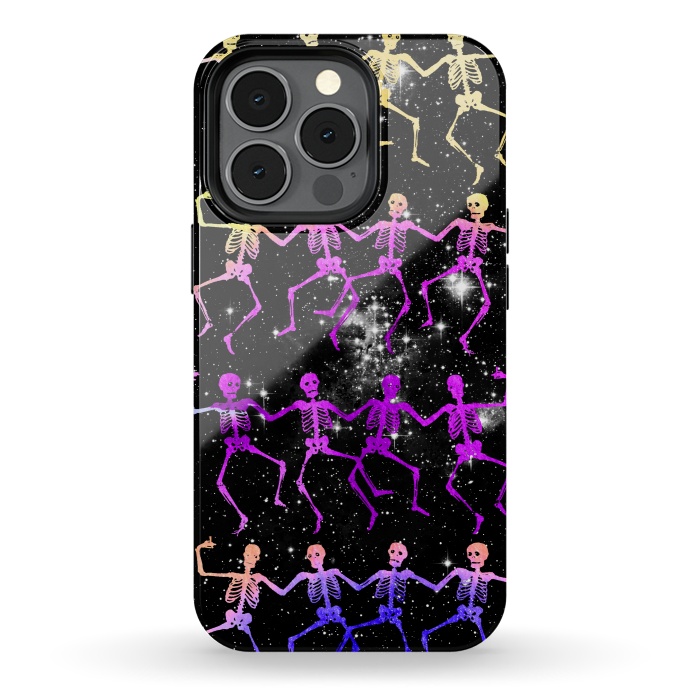 iPhone 13 pro StrongFit Neon gradient dancing skeletons Halloween by Oana 