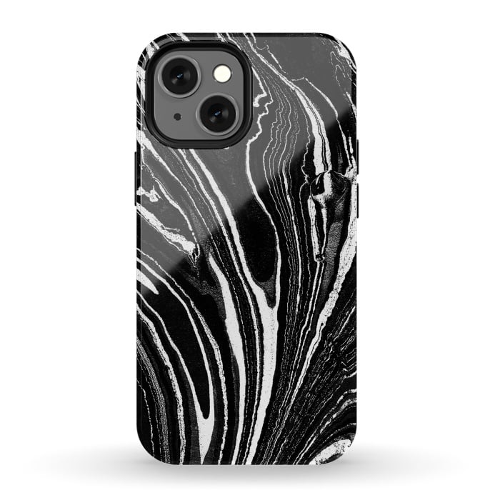 iPhone 13 mini StrongFit Dark minimal marble stripes art by Oana 