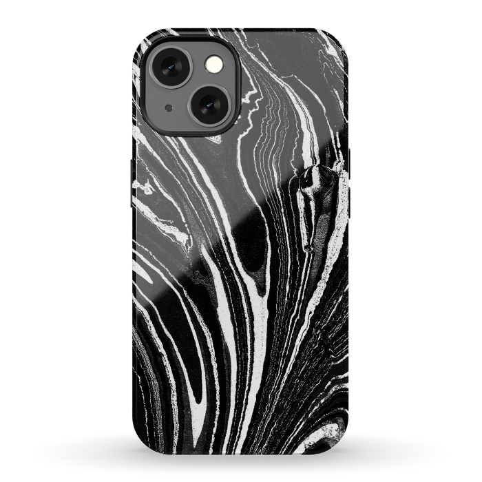 iPhone 13 StrongFit Dark minimal marble stripes art by Oana 