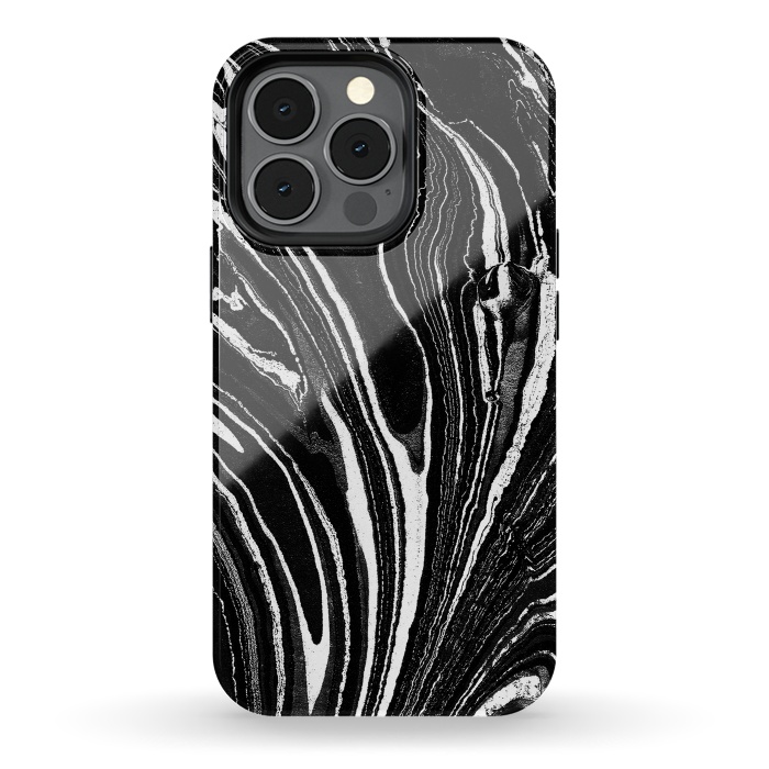 iPhone 13 pro StrongFit Dark minimal marble stripes art by Oana 