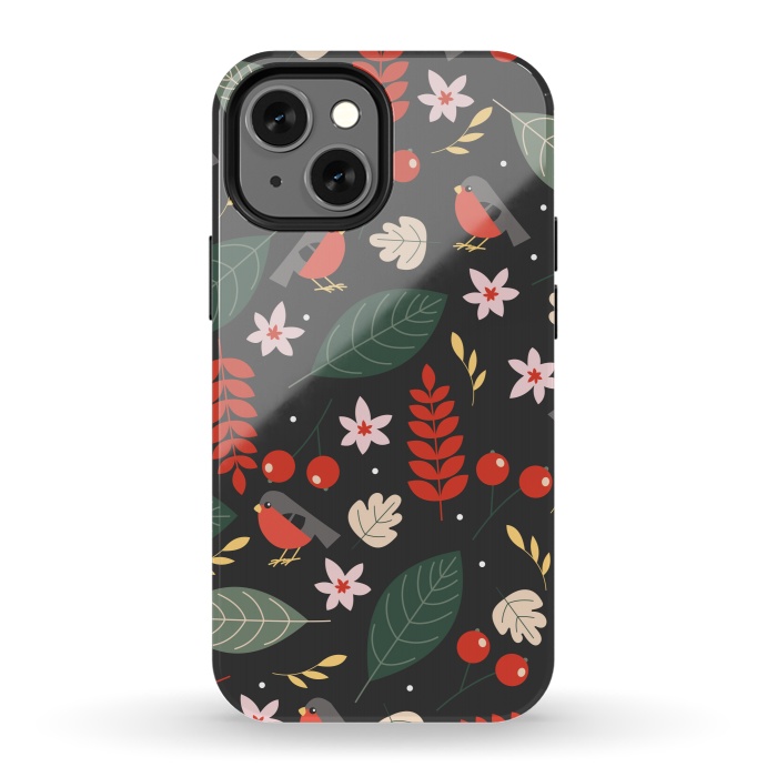 iPhone 13 mini StrongFit Cute Bullfinches in Christmas by ArtsCase