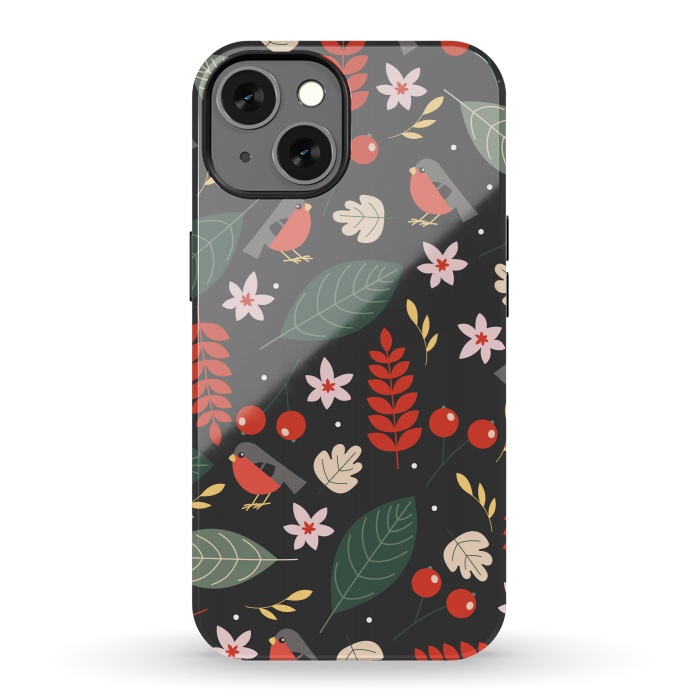 iPhone 13 StrongFit Cute Bullfinches in Christmas by ArtsCase