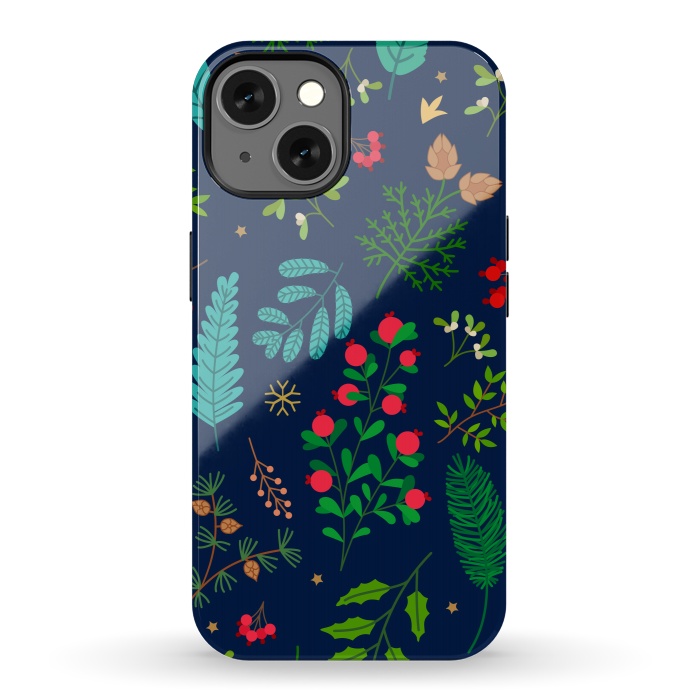iPhone 13 StrongFit Holiday Christmas with Branches Mistletoe and Berries by ArtsCase