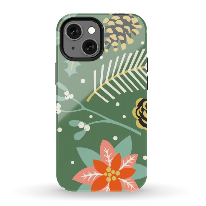 iPhone 13 mini StrongFit Tradicional Pattern in Christmas Mistletoe by ArtsCase