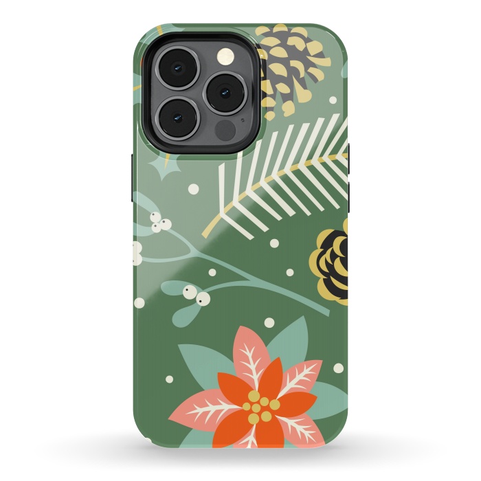 iPhone 13 pro StrongFit Tradicional Pattern in Christmas Mistletoe by ArtsCase