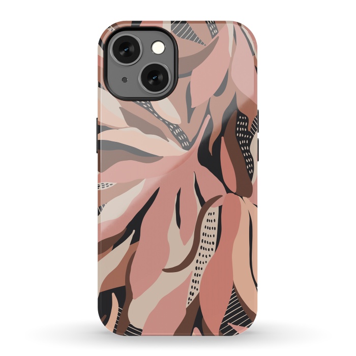 iPhone 13 StrongFit Abstract pink leaves I by Mmartabc