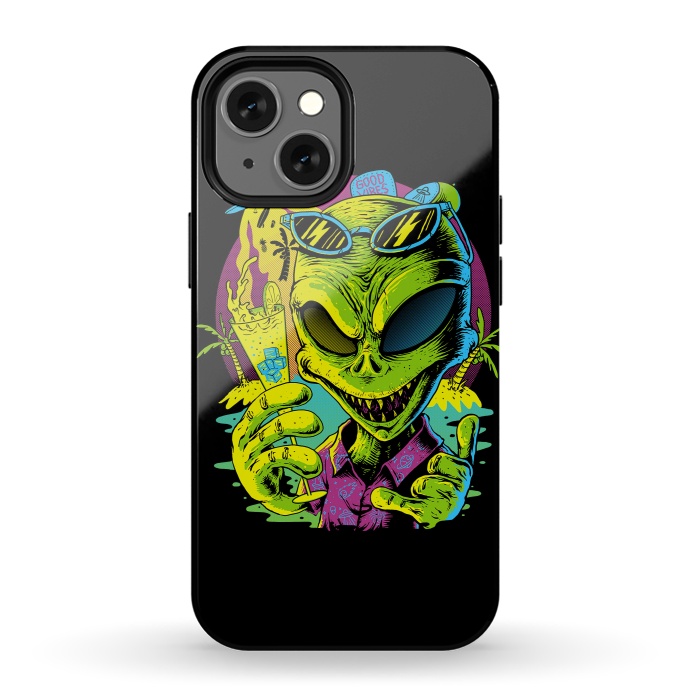 iPhone 13 mini StrongFit Alien Summer Vibes (Dark) by Afif Quilimo