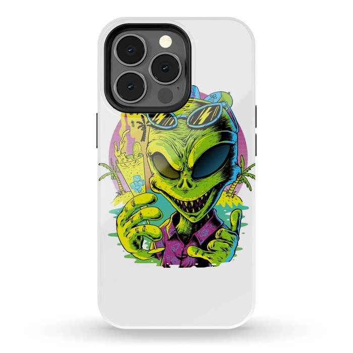 iPhone 13 pro StrongFit Alien Summer Vibes (White) by Afif Quilimo