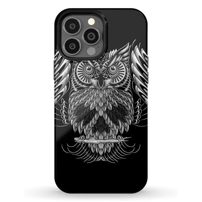 iPhone 13 Pro Max StrongFit Owl Skull Ornate (Dark) by Afif Quilimo