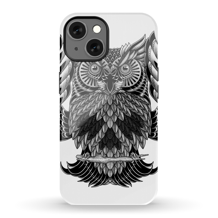 iPhone 13 StrongFit Owl Skull Ornate (White) by Afif Quilimo