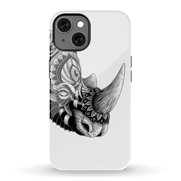 iPhone 13 StrongFit Rhino Ornate(White) by Afif Quilimo