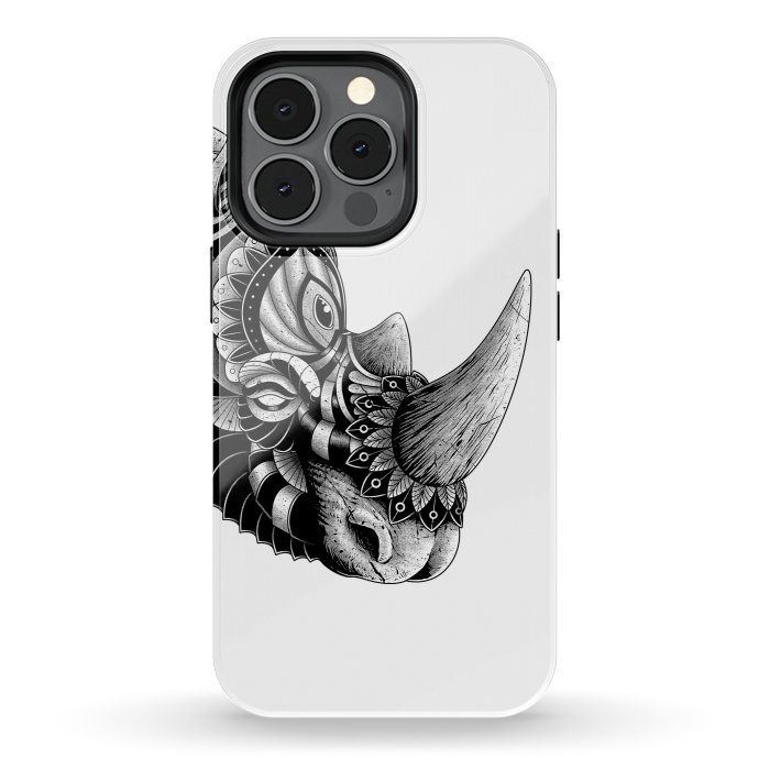 iPhone 13 pro StrongFit Rhino Ornate(White) by Afif Quilimo