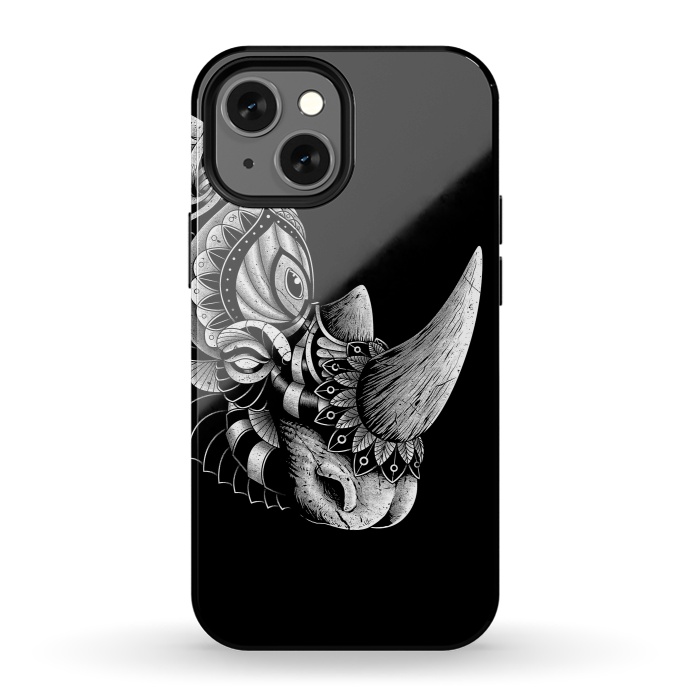 iPhone 13 mini StrongFit Rhino Ornate (Black) by Afif Quilimo