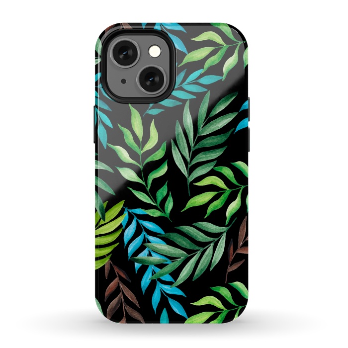 iPhone 13 mini StrongFit Tropical leaves by Julia Badeeva