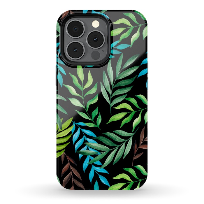 iPhone 13 pro StrongFit Tropical leaves by Julia Badeeva