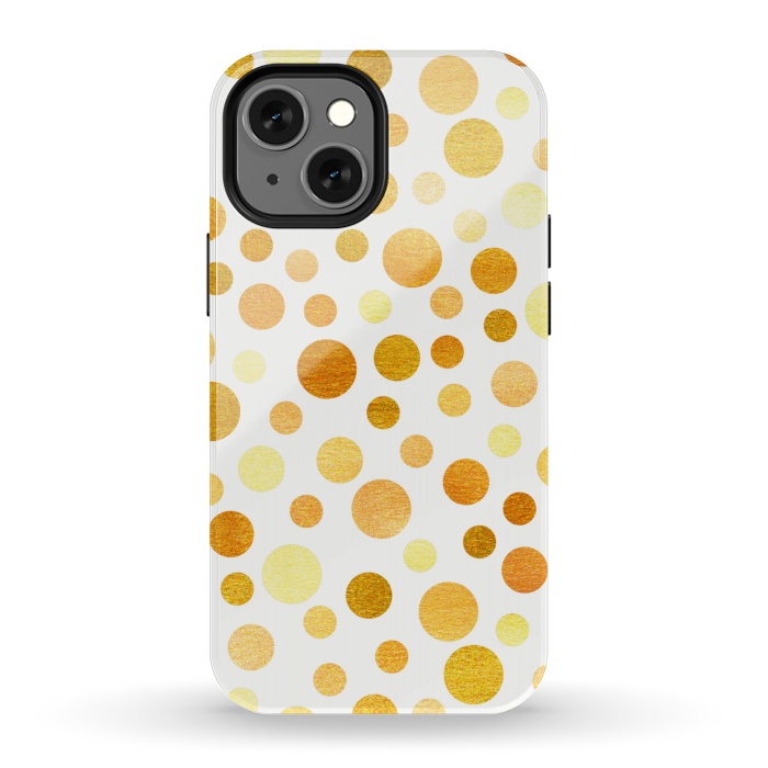 iPhone 13 mini StrongFit Gold Polka Dots  by Tigatiga
