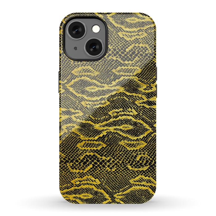iPhone 13 StrongFit Black and Gold Snake Skin I by Art Design Works