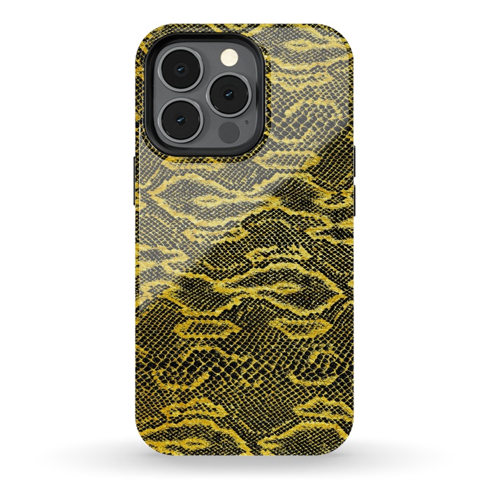 iPhone 13 pro StrongFit Black and Gold Snake Skin I by Art Design Works