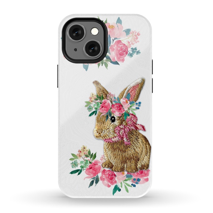iPhone 13 mini StrongFit Flower Friends Bunny Lace by Monika Strigel
