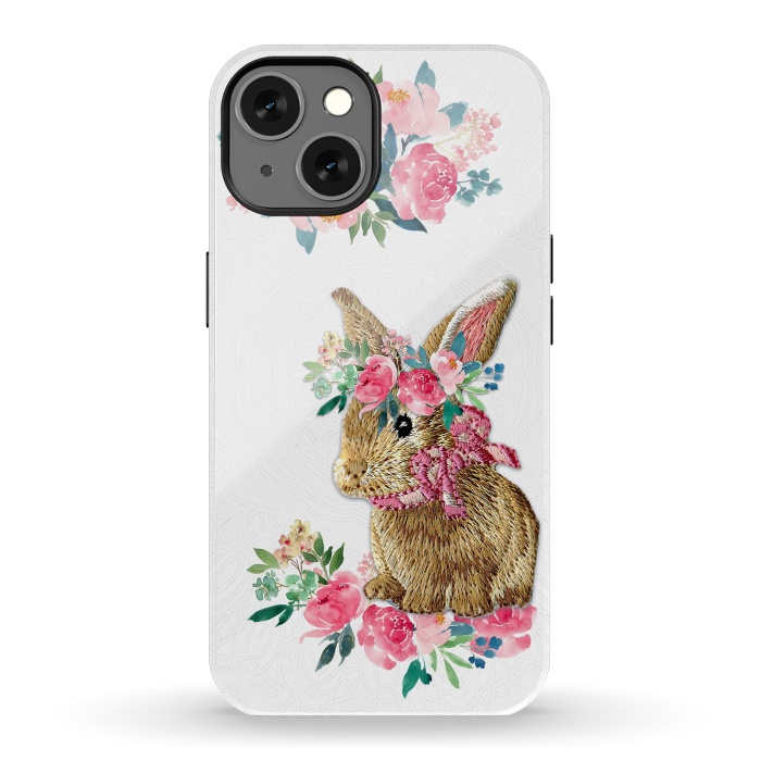 iPhone 13 StrongFit Flower Friends Bunny Lace by Monika Strigel