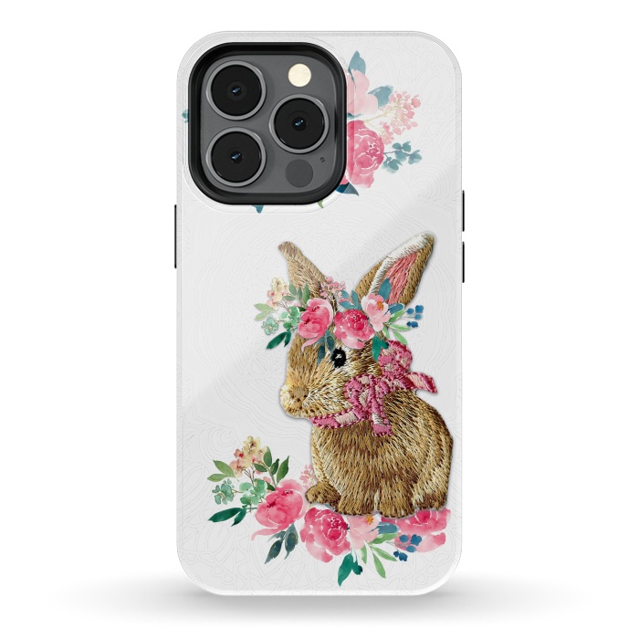 iPhone 13 pro StrongFit Flower Friends Bunny Lace by Monika Strigel