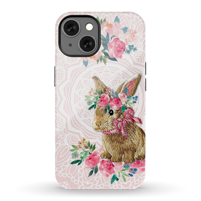 iPhone 13 StrongFit Flower Friends Bunny by Monika Strigel