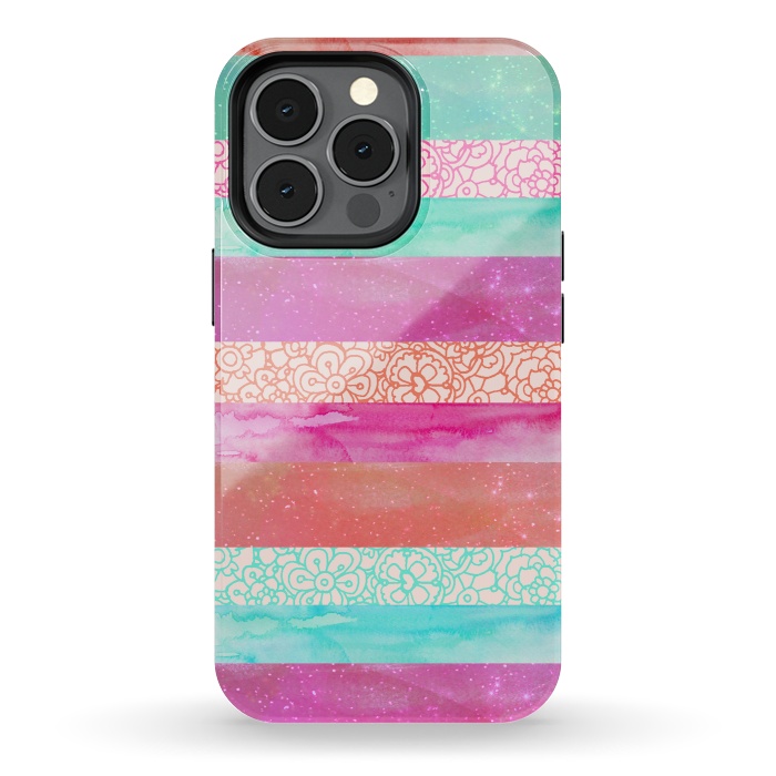 iPhone 13 pro StrongFit Tropical Stripes by Tangerine-Tane