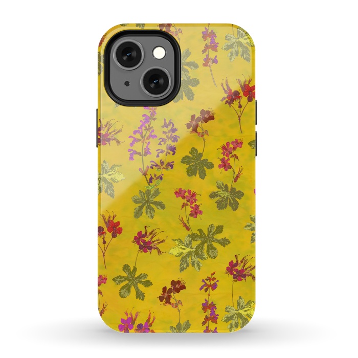 iPhone 13 mini StrongFit Cottage Garden Floral Yellow by Lotti Brown