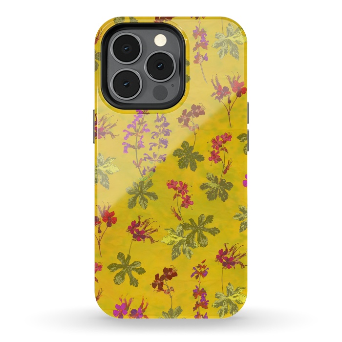 iPhone 13 pro StrongFit Cottage Garden Floral Yellow by Lotti Brown