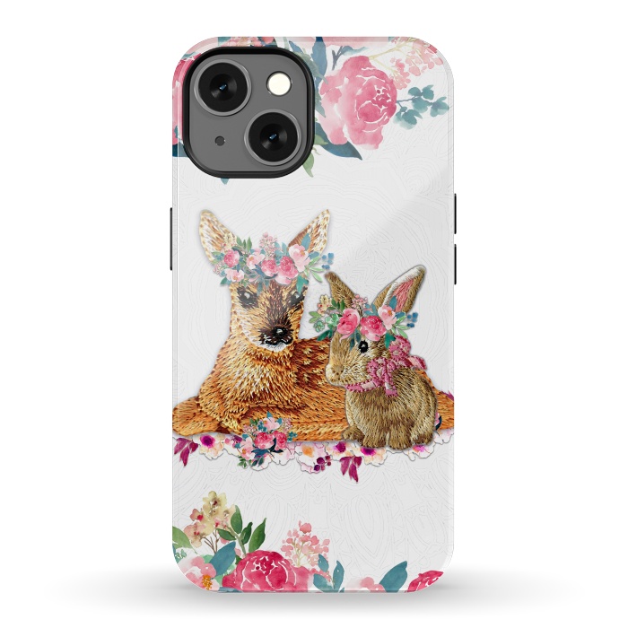 iPhone 13 StrongFit Flower Friends Fawn Bunny Lace by Monika Strigel