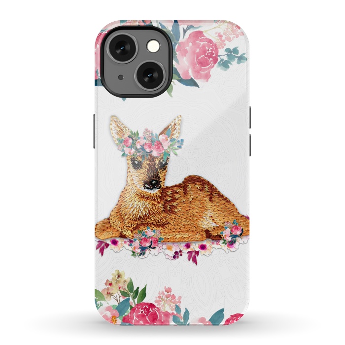 iPhone 13 StrongFit Flower Friends Fawn Lace by Monika Strigel