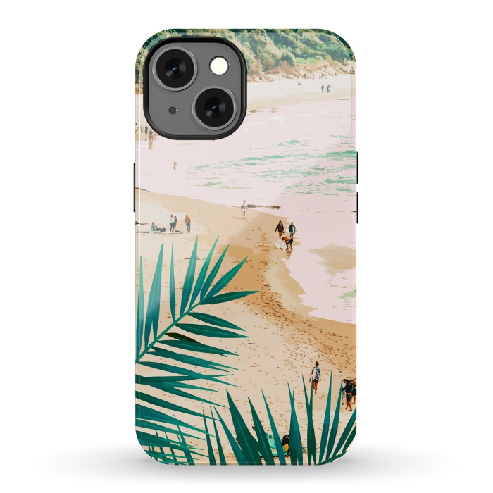 iPhone 13 StrongFit Beach Weekend | Pastel Ocean Sea Tropical Travel | Scenic Sand Palm People Boho Vacation by Uma Prabhakar Gokhale