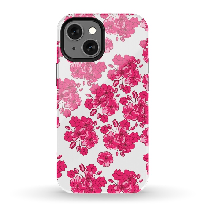 iPhone 13 mini StrongFit pink floral print 2 by MALLIKA