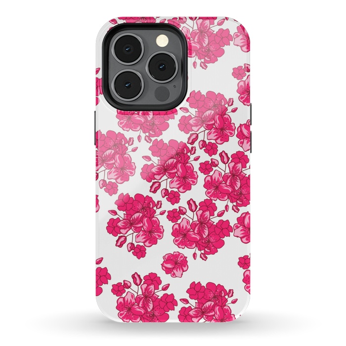 iPhone 13 pro StrongFit pink floral print 2 by MALLIKA
