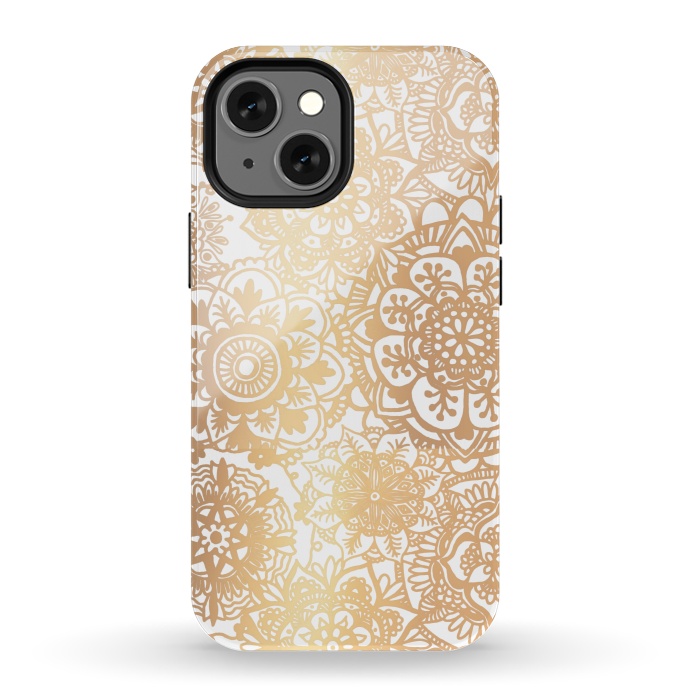 iPhone 13 mini StrongFit Gold Mandala Pattern by Julie Erin Designs