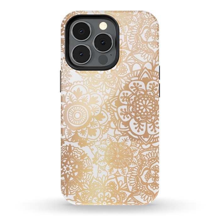 iPhone 13 pro StrongFit Gold Mandala Pattern by Julie Erin Designs